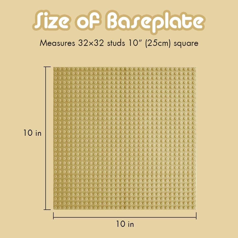 Six 10x10 inch classic building baseplates for kids' construction, compatible with major brands, sturdy and safe for ages 3 and up.