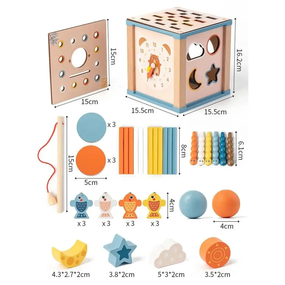 Montessori Early Education Busy Box Early Education Enlightenment Multi functional Fishing Matching Treasure Box Wooden Toys