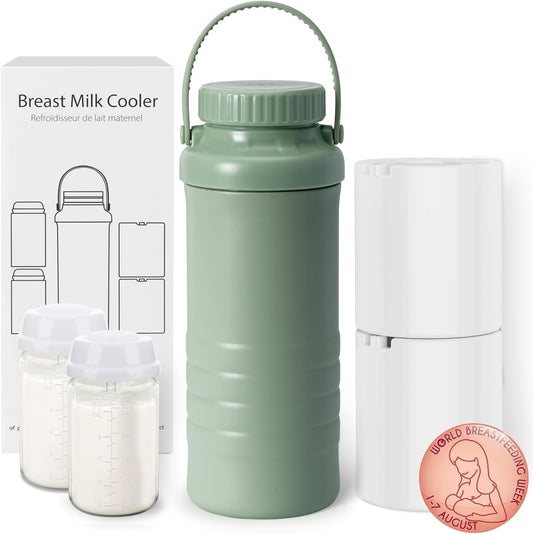 X With Love portable breast milk cooler bottle with 22oz capacity, designed for travel, keeps breast milk fresh for 24 hours.