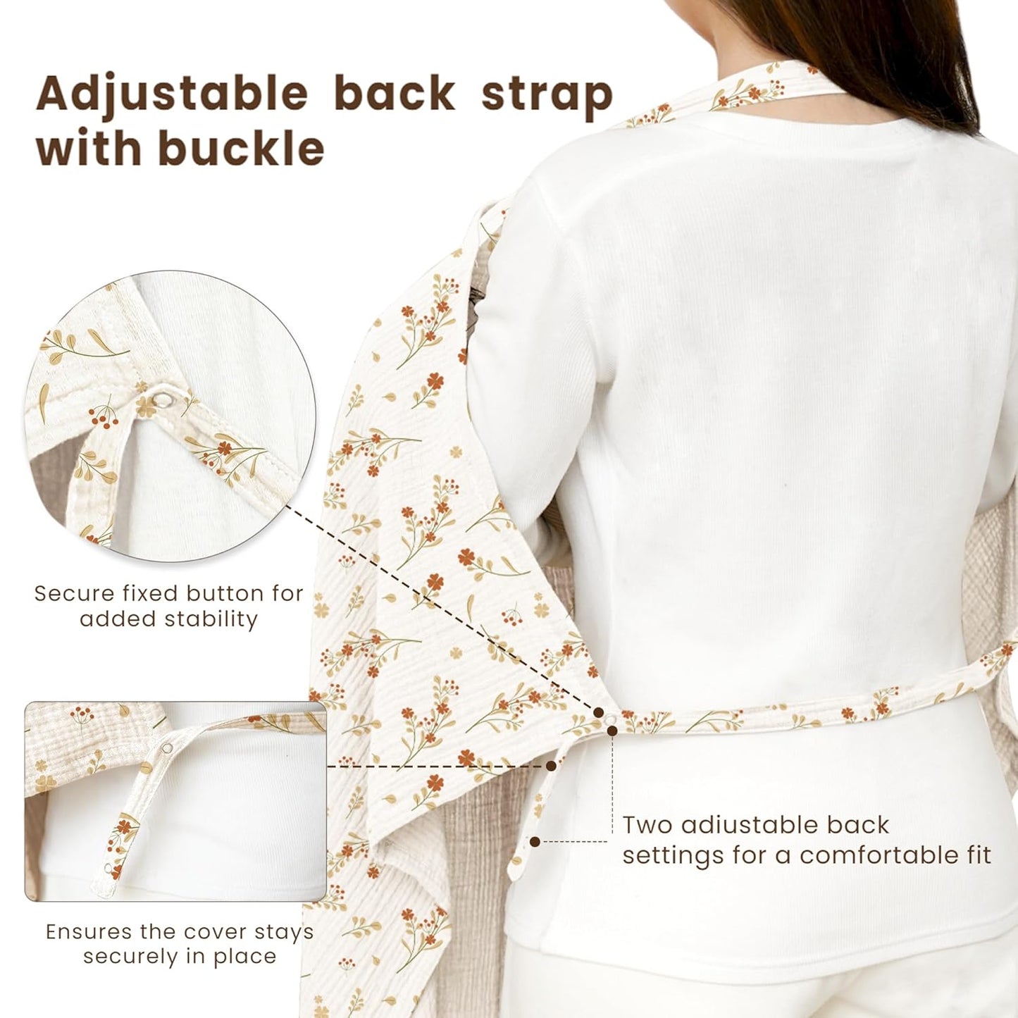 Breathable X With Love muslin nursing cover for baby breastfeeding, with rigid hoop and multi-use carseat canopy in Posy print.