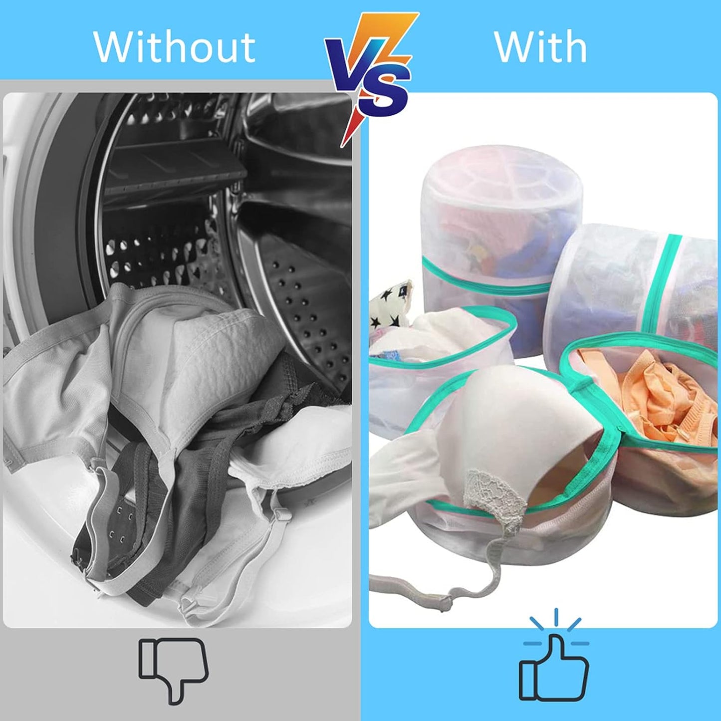 Four durable mesh laundry bags for delicates and lingerie, 6.5 x 8 inches, protective travel storage bags for intimates.