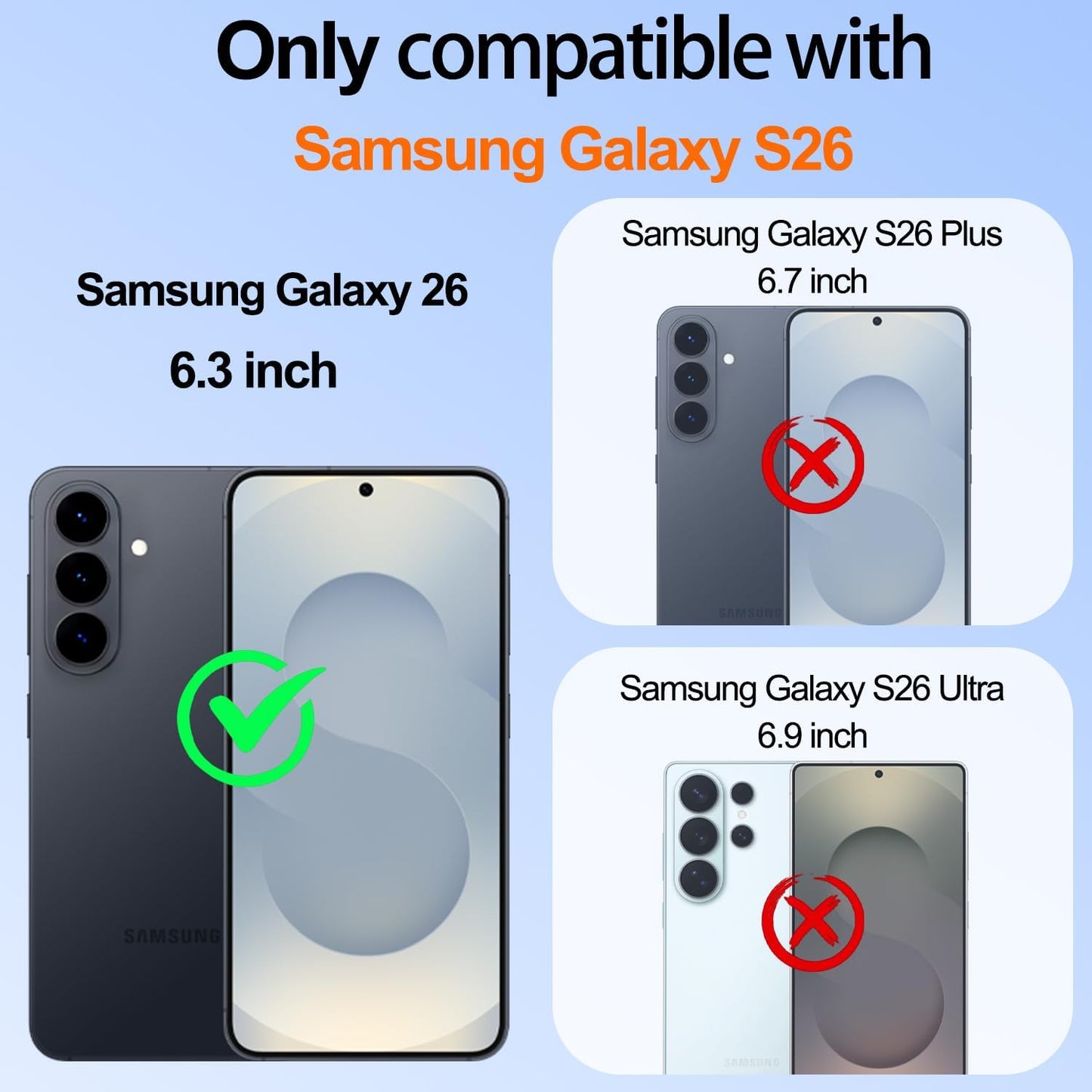 Gray Samsung Galaxy S26 case with gold edge, shockproof soft TPU, 360° ring holder, and magnetic kickstand, includes 2 screen protectors.