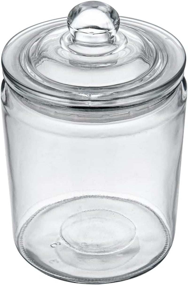 Vetri 0.5 gallon glass storage jar with knob handle lid, wide opening, airtight seal, clear dishwasher-safe cookie jar for kitchen storage