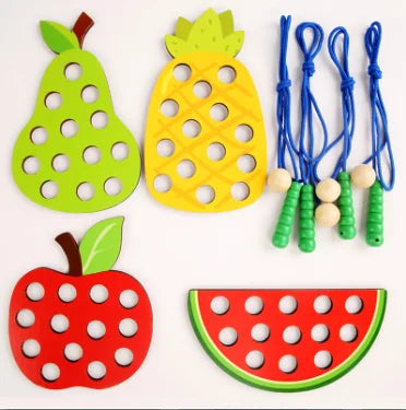 Wooden Fruit Threading Board for Kids (Ages 4–6)