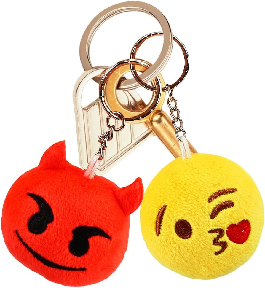 Set of 30 colorful emoticon plush keychains, 2-inch mini toys, perfect as party favors, Easter egg fillers, or treasure box toys.