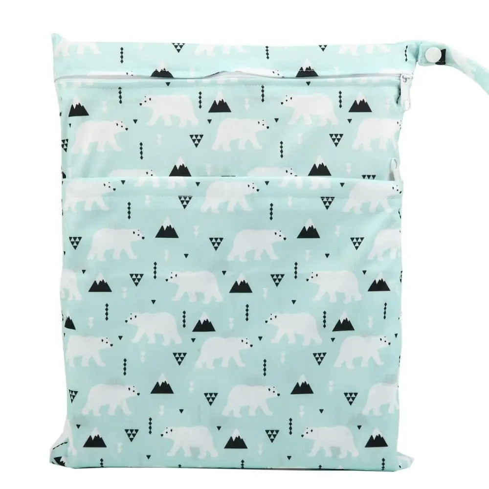 X With Love waterproof wet dry bag with two zippers, reusable diaper storage bag for baby nappies, 36cm by 29cm
