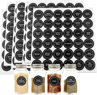Set of 432 waterproof round spice labels from X With Love, with preprinted and blank stickers for kitchen jars and food containers.