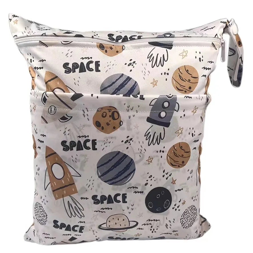 Waterproof wet dry bag with two zippers for baby diapers, reusable and waterproof, measuring 36cm by 29cm, by X With Love