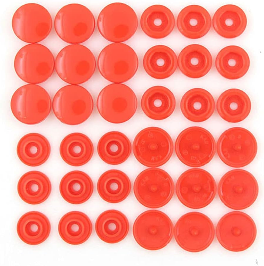 20 sets of red T5 resin plastic snap buttons for clothing DIY, featuring press studs from X With Love.