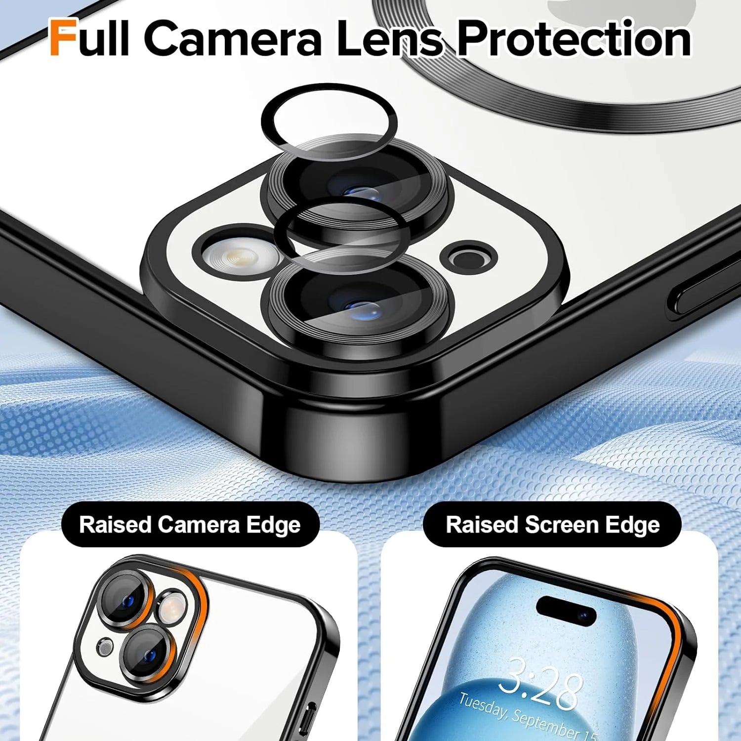 Transparent slim fit magnetic phone case for Apple iPhone 15 by X With Love, shockproof and yellow resistant crystal clear design.