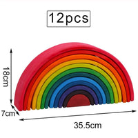Baby Toys Pine Type Large Rainbow Stacker Wooden Toys For Kids Creative Rainbow Building Blocks Montessori Educational Toy Children