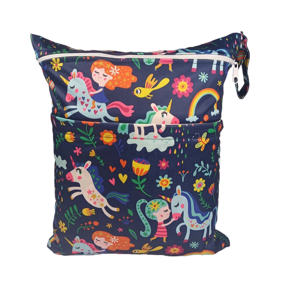 X With Love waterproof wet dry bag with two zippers for baby diapers, reusable, 36cm by 29cm, waterproof and lightweight.