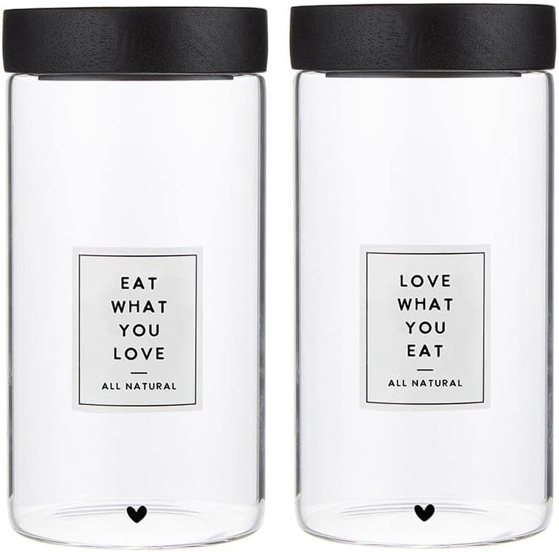 Set of two 44-ounce glass food storage containers from X With Love, ideal for pantry organization and keeping food fresh
