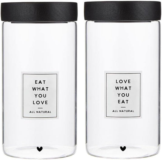 Set of two 44-ounce glass food storage containers from X With Love, ideal for pantry organization and keeping food fresh