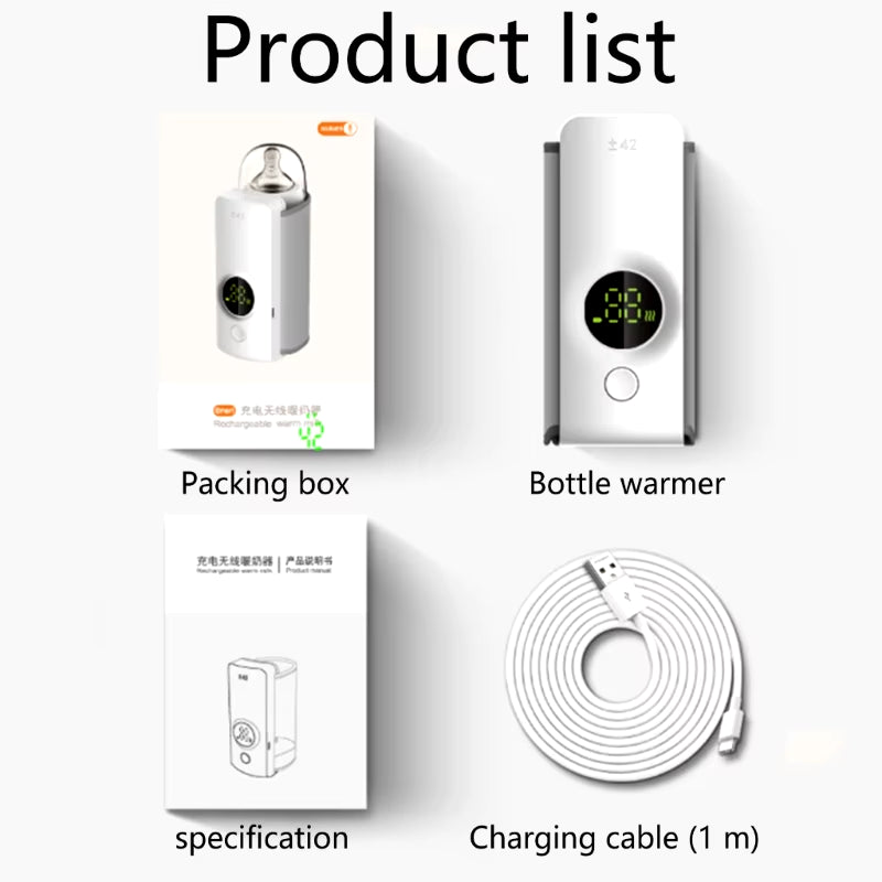 Cordless portable baby bottle warmer from My Store, compact travel essential with a sleek design for warming milk on the go.