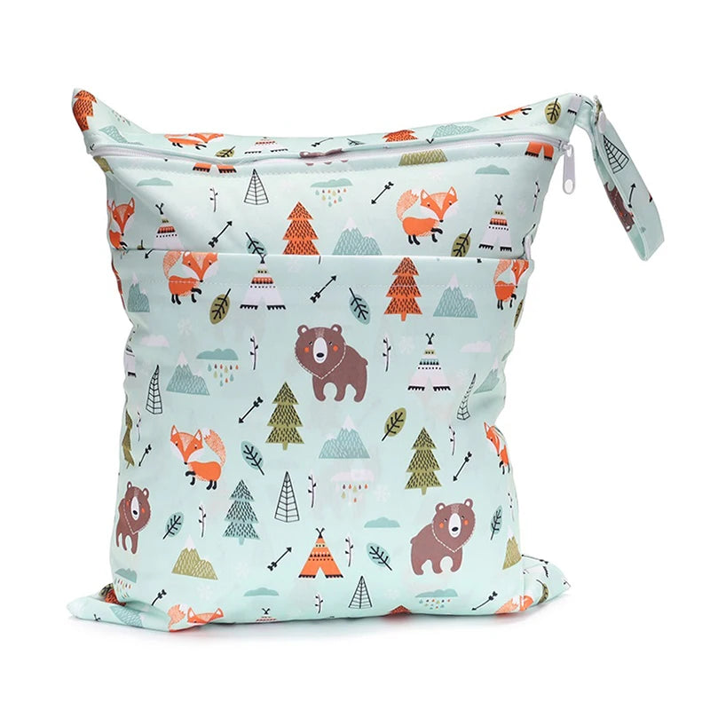 Reusable waterproof wet dry bag with two zippers for baby diapers, 36cm x 29cm, by X With Love