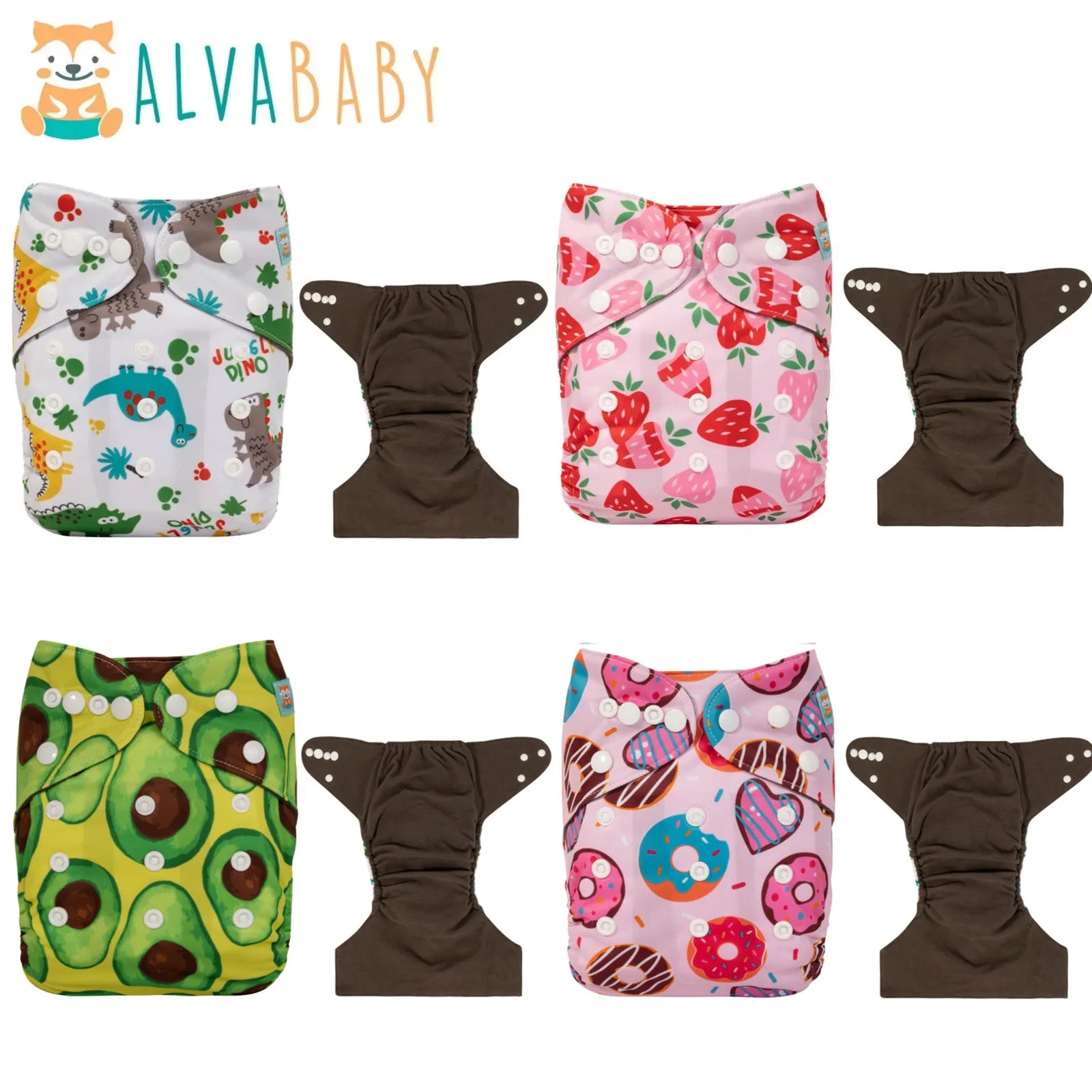 Reusable bamboo charcoal baby cloth diaper shell with snaps, adjustable for babies 3-15kg, by X With Love.