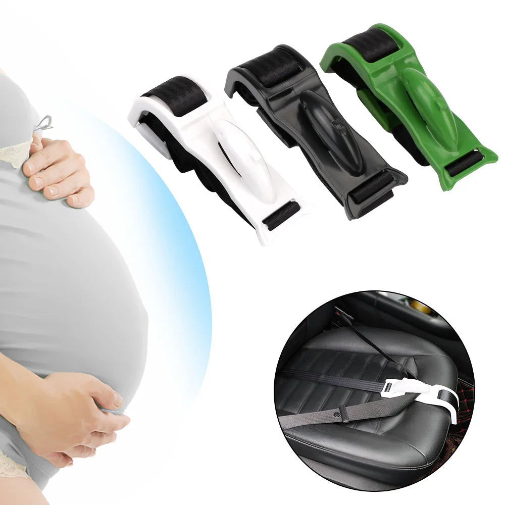 Pregnant woman car seat safety belt extender and maternity belt protector with adjustable extender for comfort and security.