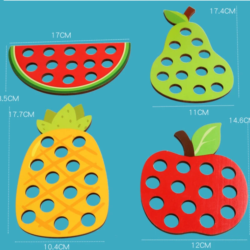 Wooden Fruit Threading Board for Kids (Ages 4–6)