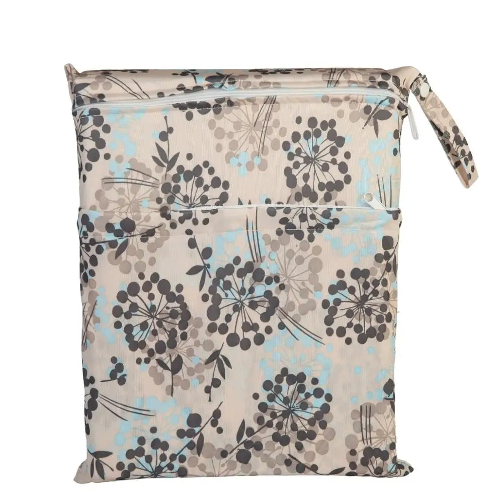 Waterproof wet dry bag with two zippers for baby diapers and nappies, reusable, X With Love brand, 36cm by 29cm