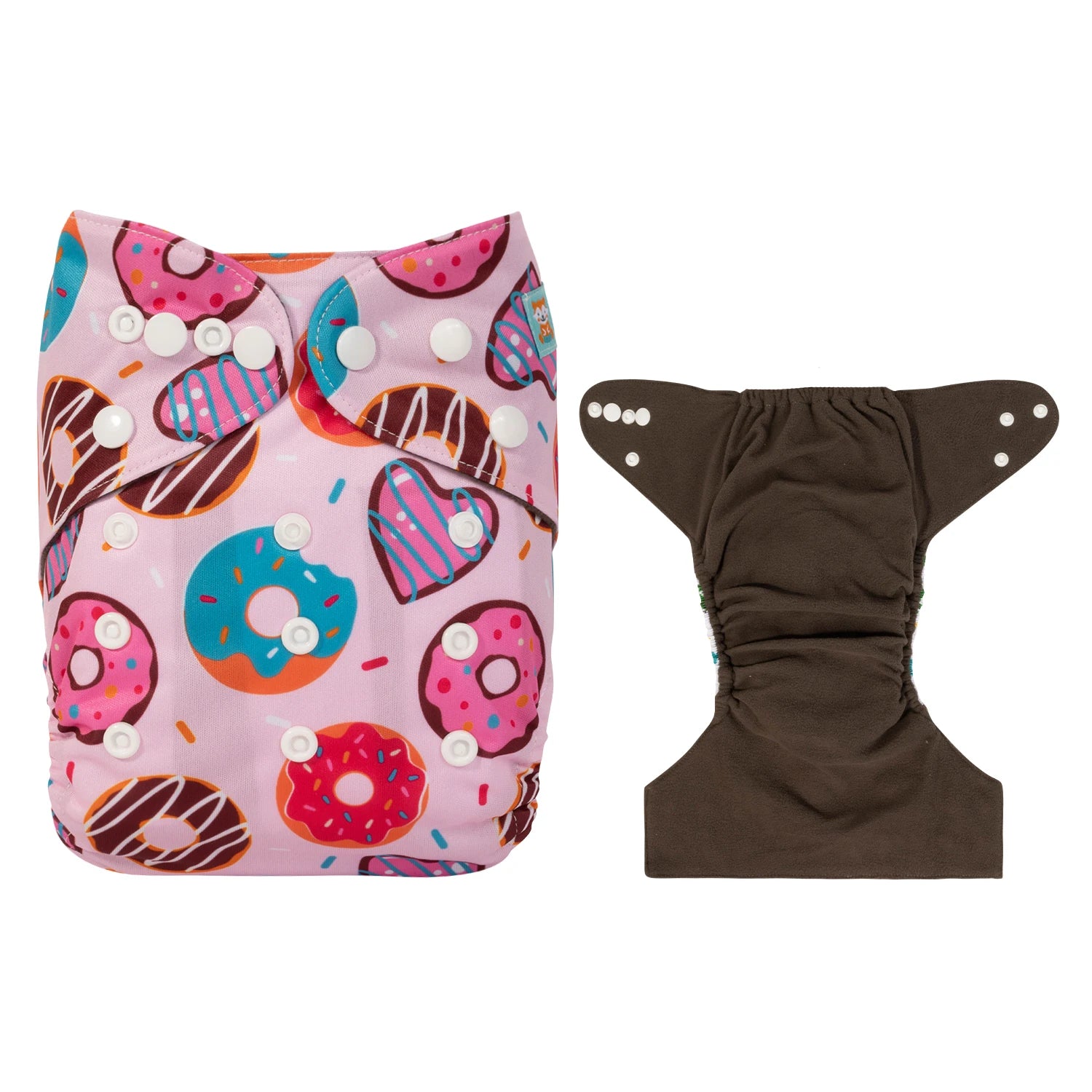 Reusable bamboo charcoal baby cloth diaper shell with adjustable snaps for babies 3-15kg, by X With Love.