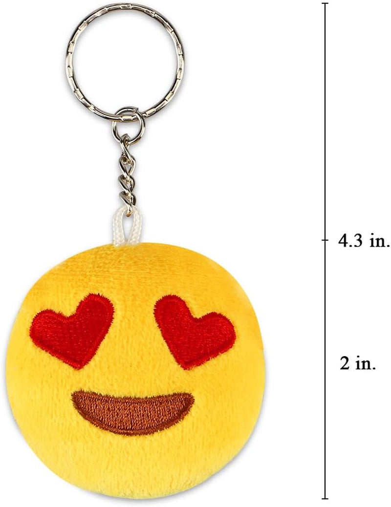 Set of 30 colorful mini emoticon plush keychains, fun party favors, Easter fillers, and carnival prizes for kids, 2-inch size.