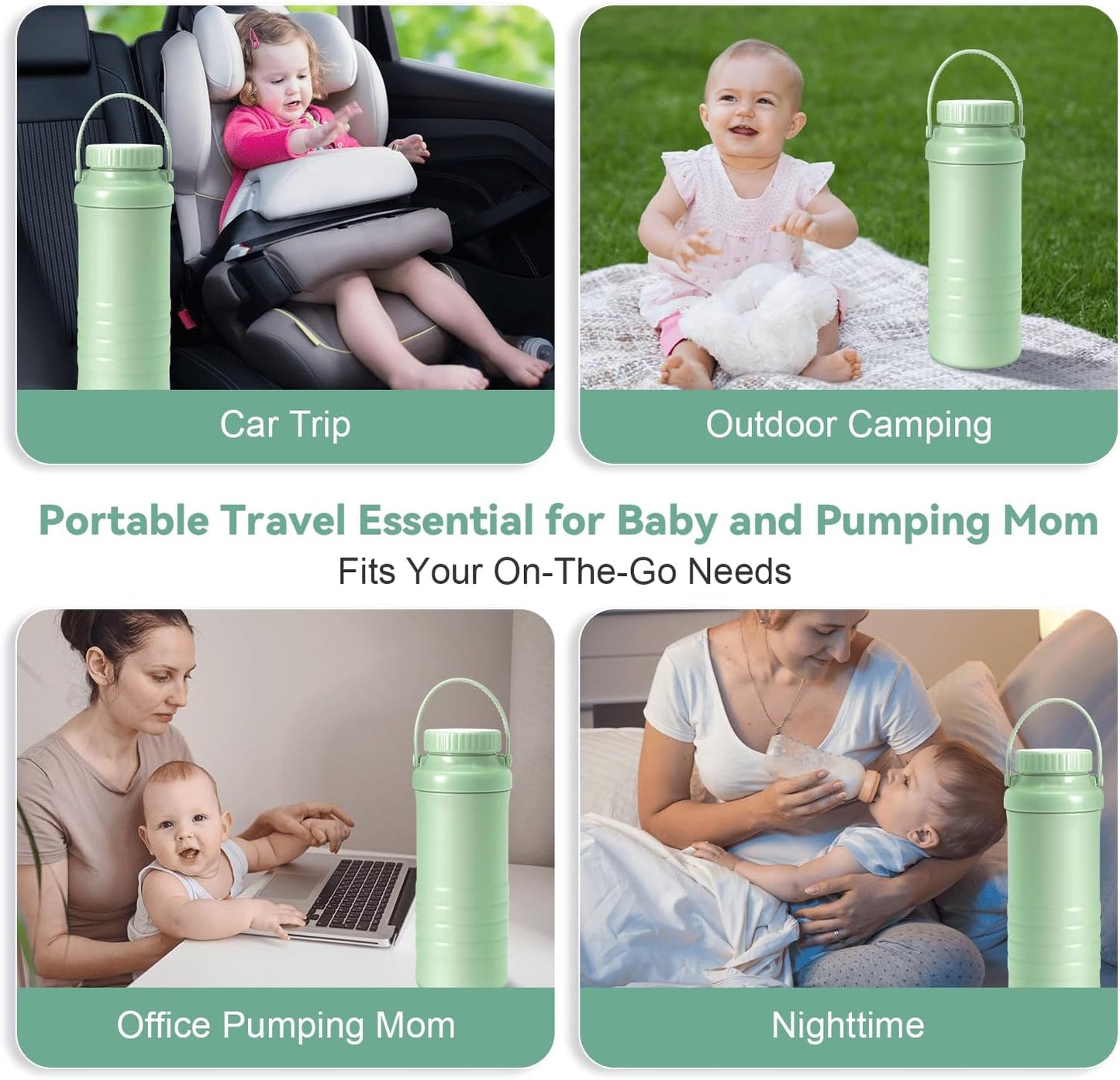 Portable X With Love breast milk cooler bottle with 22oz capacity, 360° cooling, two bottles, ideal for travel and breastfeeding.