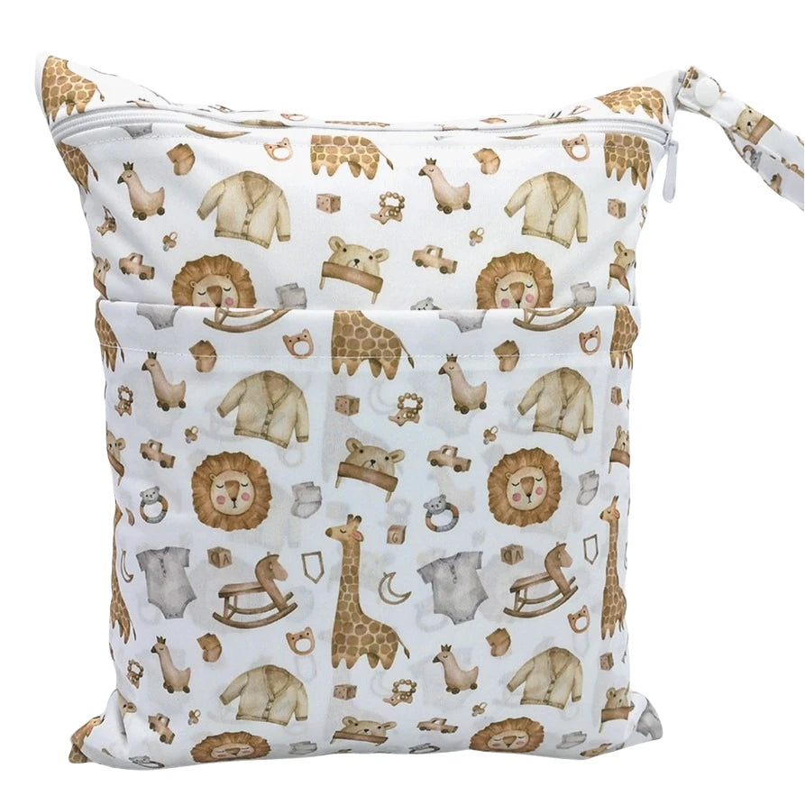 Waterproof wet dry bag with two zippers for baby diapers, reusable and waterproof, measuring 36cm by 29cm, by X With Love.
