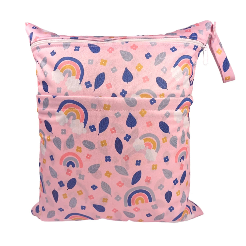 X With Love waterproof wet dry bag with two zippers, reusable diaper storage bag for baby nappies, 36x29 cm