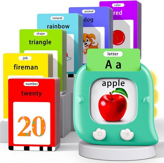 Kidzdo talking flashcards for toddlers ages 1-6, green educational toy with English sight words, speech development, autism support
