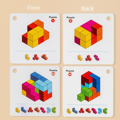 Wooden cube building blocks, spatial sense, concentration, thinking training, puzzle toys, enlightenment children's toys