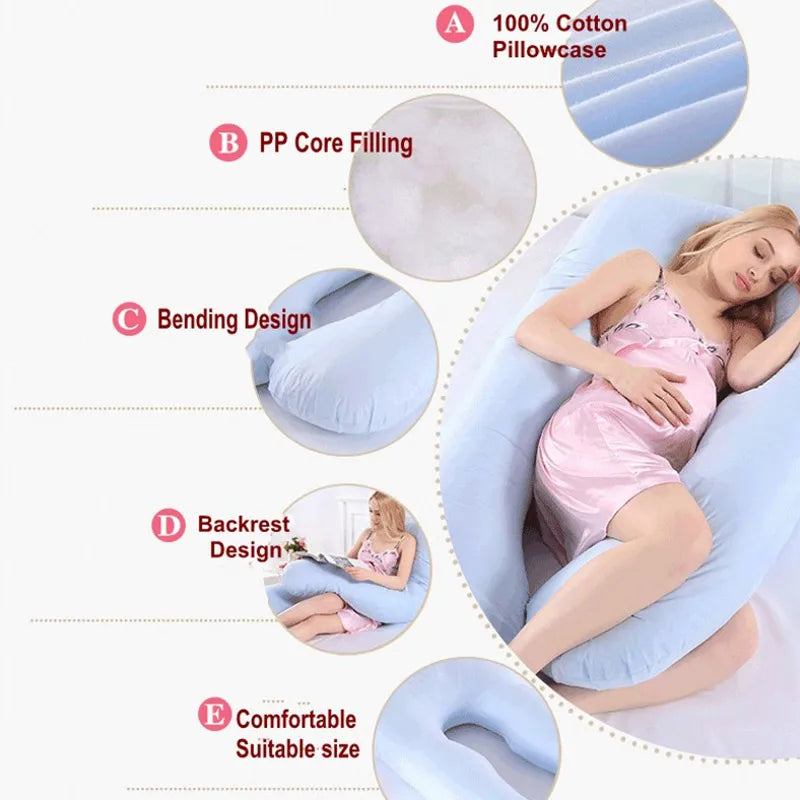 Pregnancy pillow by My Store, 1.3kg cotton maternity and breastfeeding cushion with ergonomic design for pregnant women.