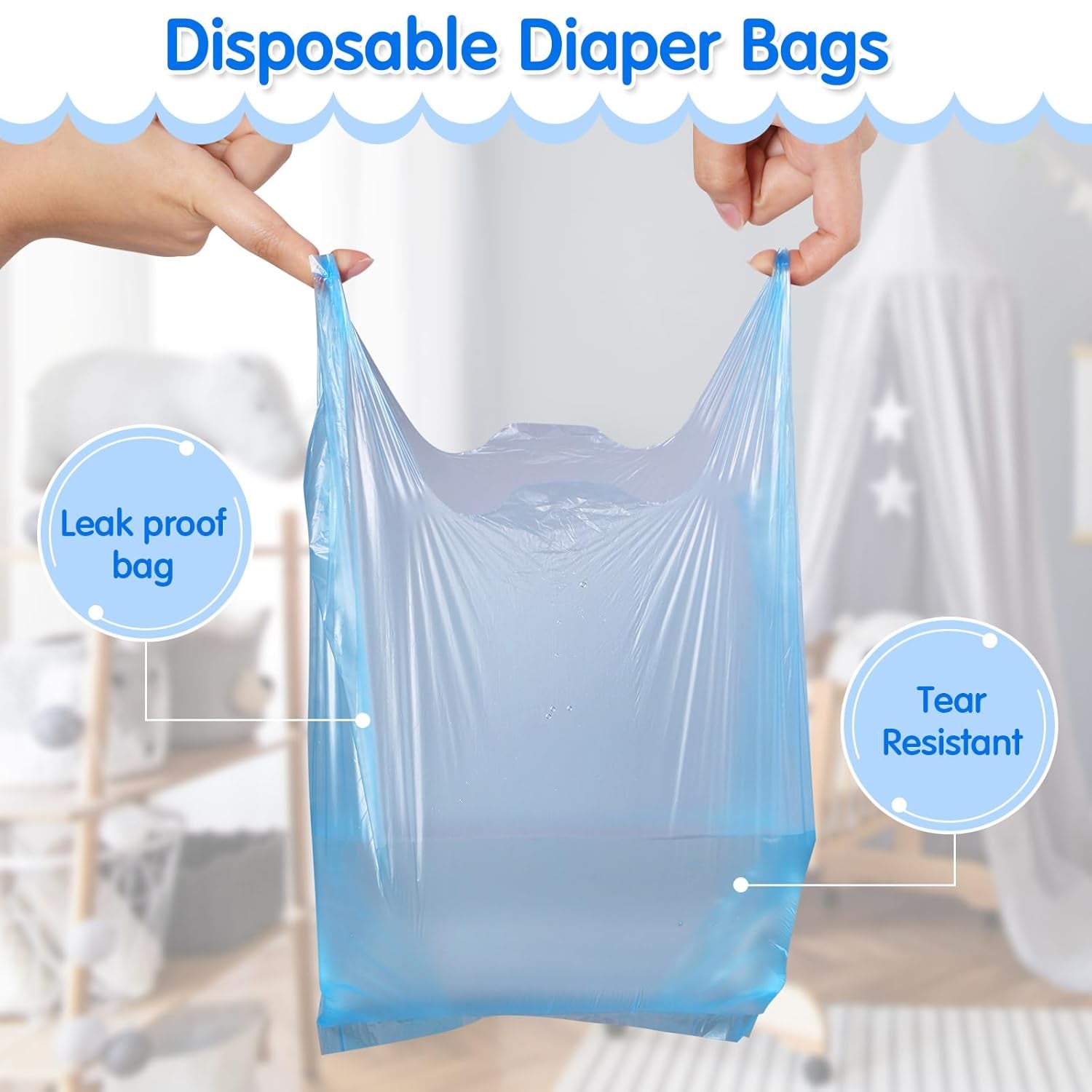 Set of 1800 scented baby disposable diaper bags with easy tie handles for disposal, suitable for travel and pet waste cleanup.