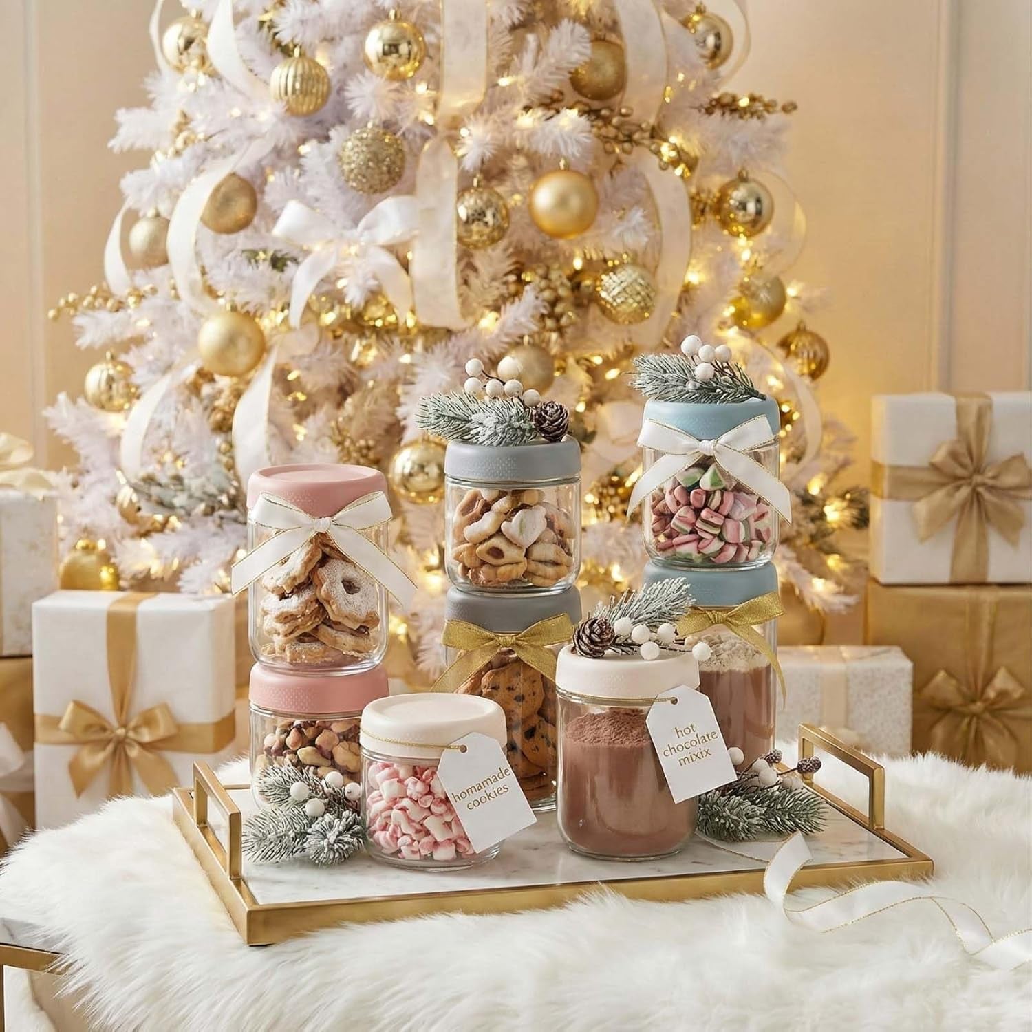 Set of 8 X With Love glass overnight oats containers with airtight lids, wide-mouth jars for meal prep and snack storage.