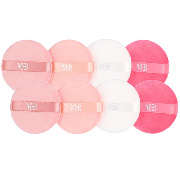 Set of 8 round X With Love beauty blender makeup sponges for flawless blending and setting, soft cosmetic puff applicators.