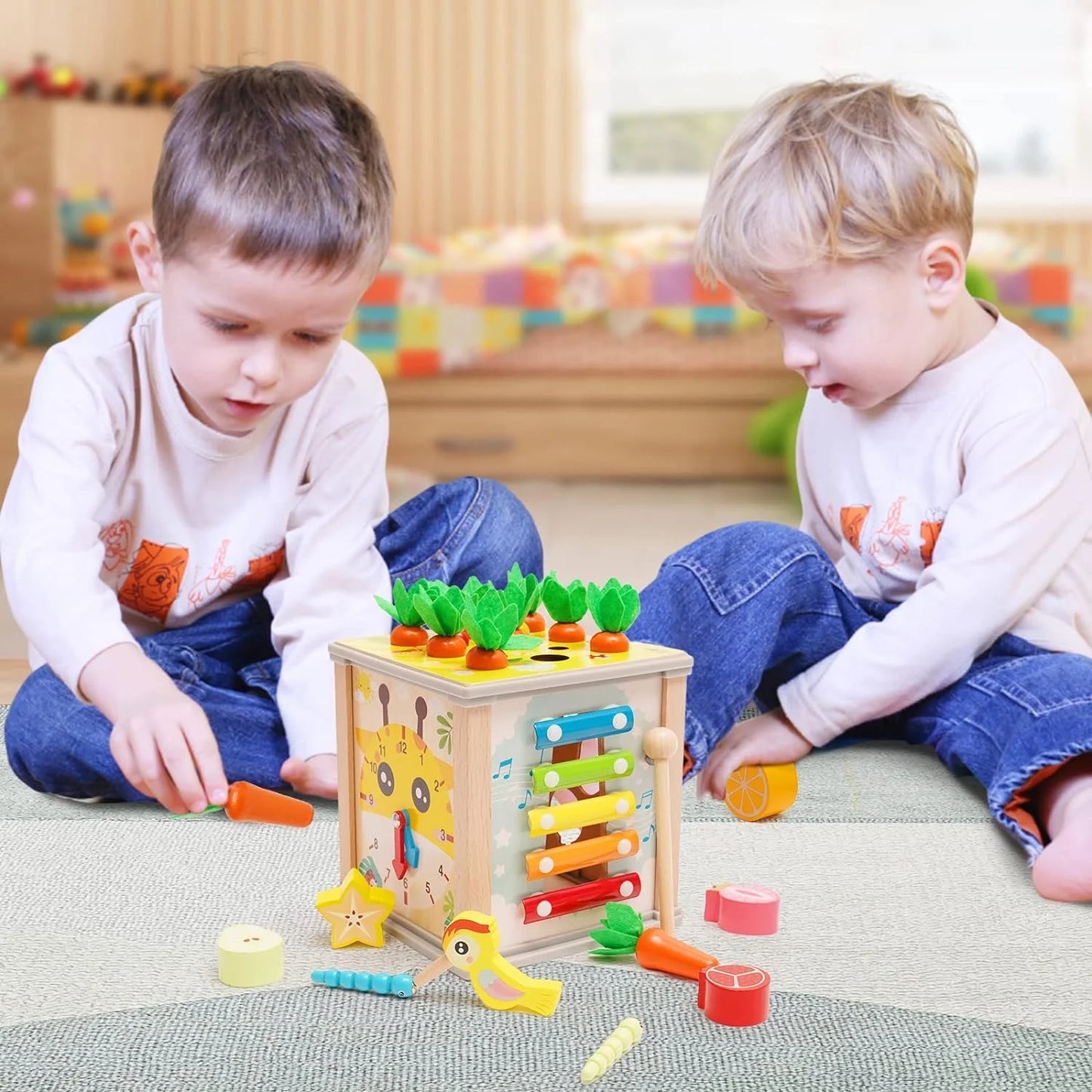 Colorful shape sorter toy for babies 12-24 months, Montessori toddler toy for 1-2 year olds, suitable for boys and girls.