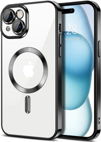 Transparent yellow magnetic phone case for Apple iPhone 15, slim fit shockproof crystal clear protective cover by X With Love