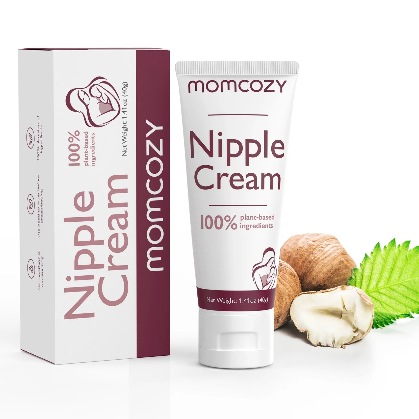 Two tubes of X With Love vegan nipple cream for breastfeeding, featuring natural, lanolin-free formula in 1.41oz size.