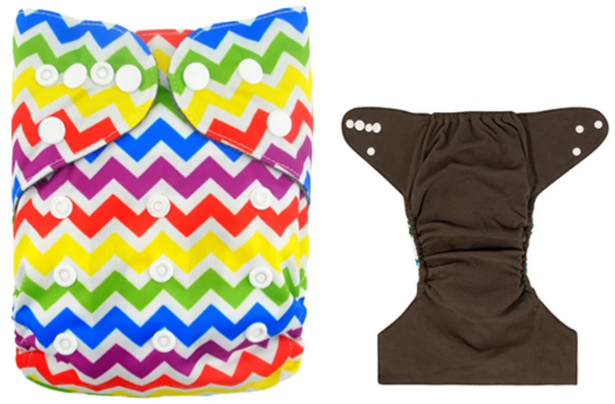 Reusable bamboo charcoal baby cloth diaper shell with adjustable snaps from X With Love, suitable for babies 3-15kg.