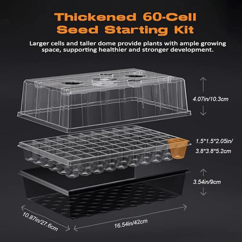 X With Love 60-cell seedling tray with integrated grow lights and smart timer for efficient plant germination.