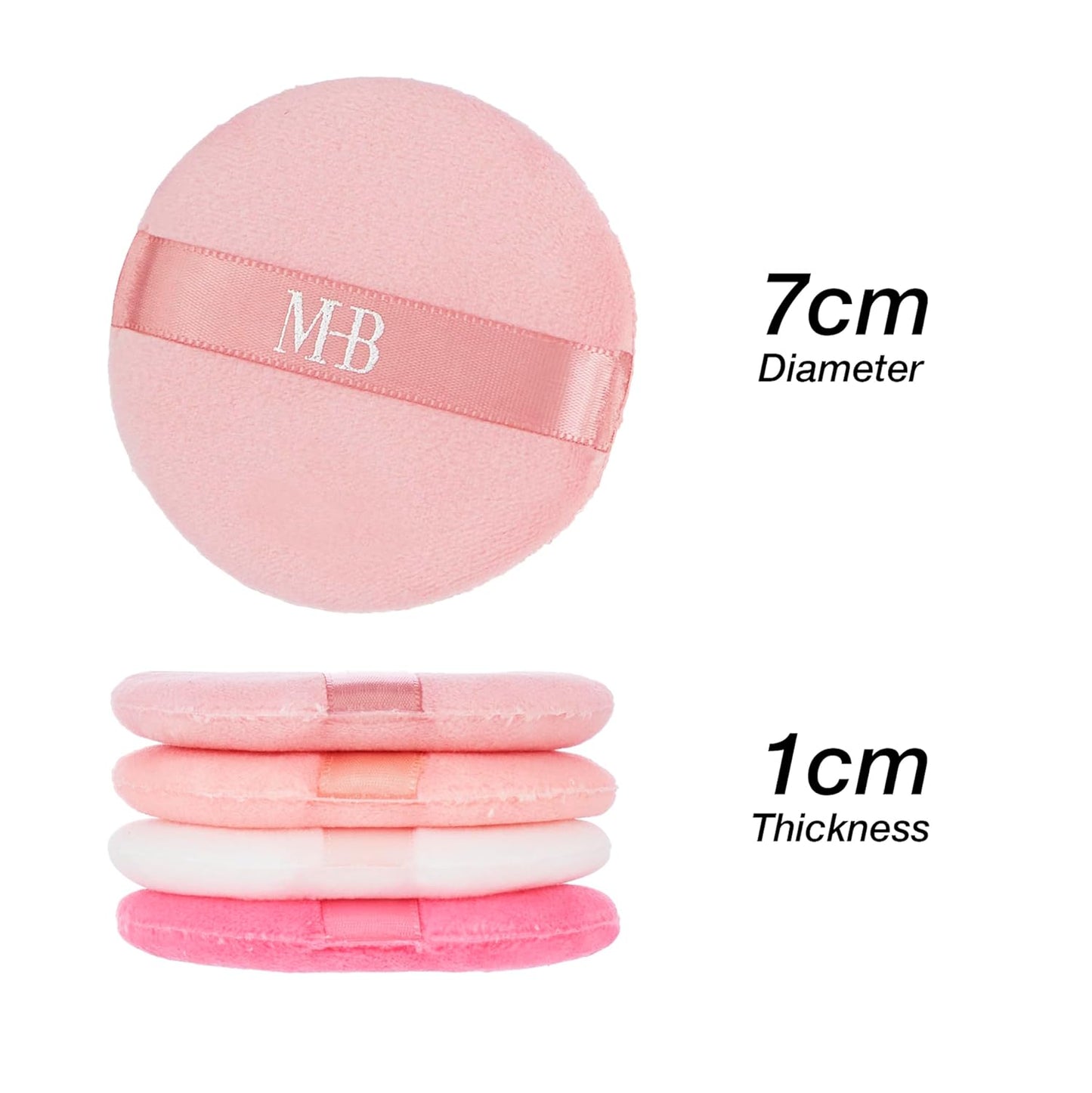 Set of 8 round X With Love beauty buff makeup sponges for blending and setting, soft cosmetic puff applicators for flawless makeup.