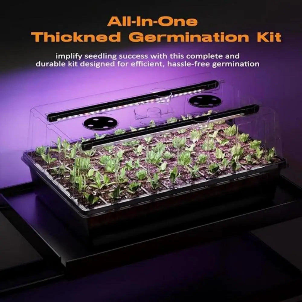X With Love 60-cell seedling tray with integrated grow lights and smart timer for efficient plant germination and healthy seedlings.