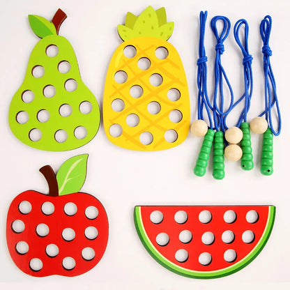Wooden Fruit Threading Board for Kids (Ages 4–6)