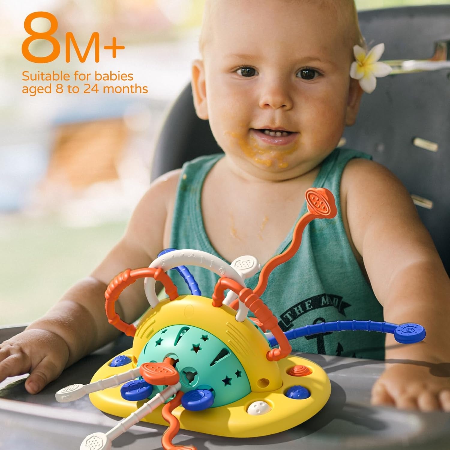 X With Love high chair toys with suction cups, colorful Montessori sensory toys for babies and toddlers to develop fine motor skills.