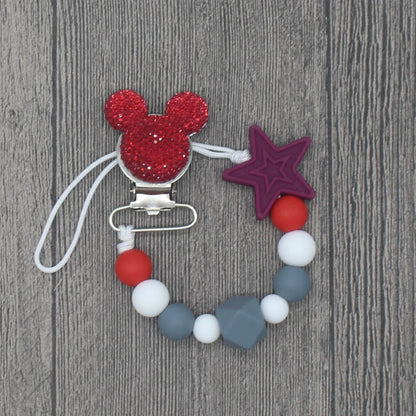Silicone Round Beads and Star Beads Pacifier Clip Chain Strap Cute Dummy Nipple Leash Strap for Infant Toddler Baby Feeding