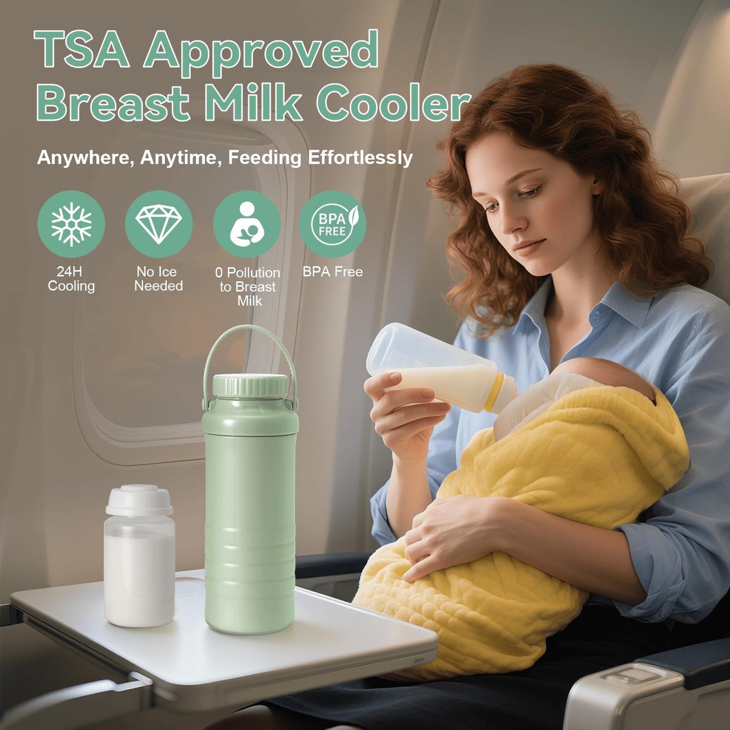 X With Love portable breast milk cooler bottle with two 22oz bottles, 360° cooling keeps breast milk fresh for 24 hours.