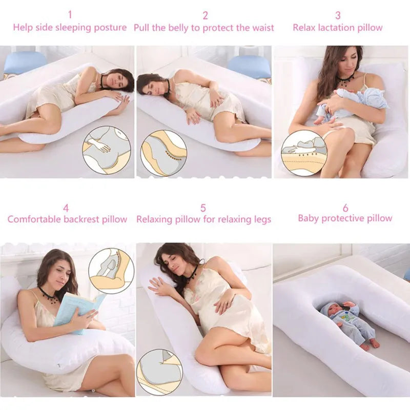 Cotton pregnancy pillow for pregnant women, maternity nursing cushion, supportive breastfeeding pillow for comfort and relaxation
