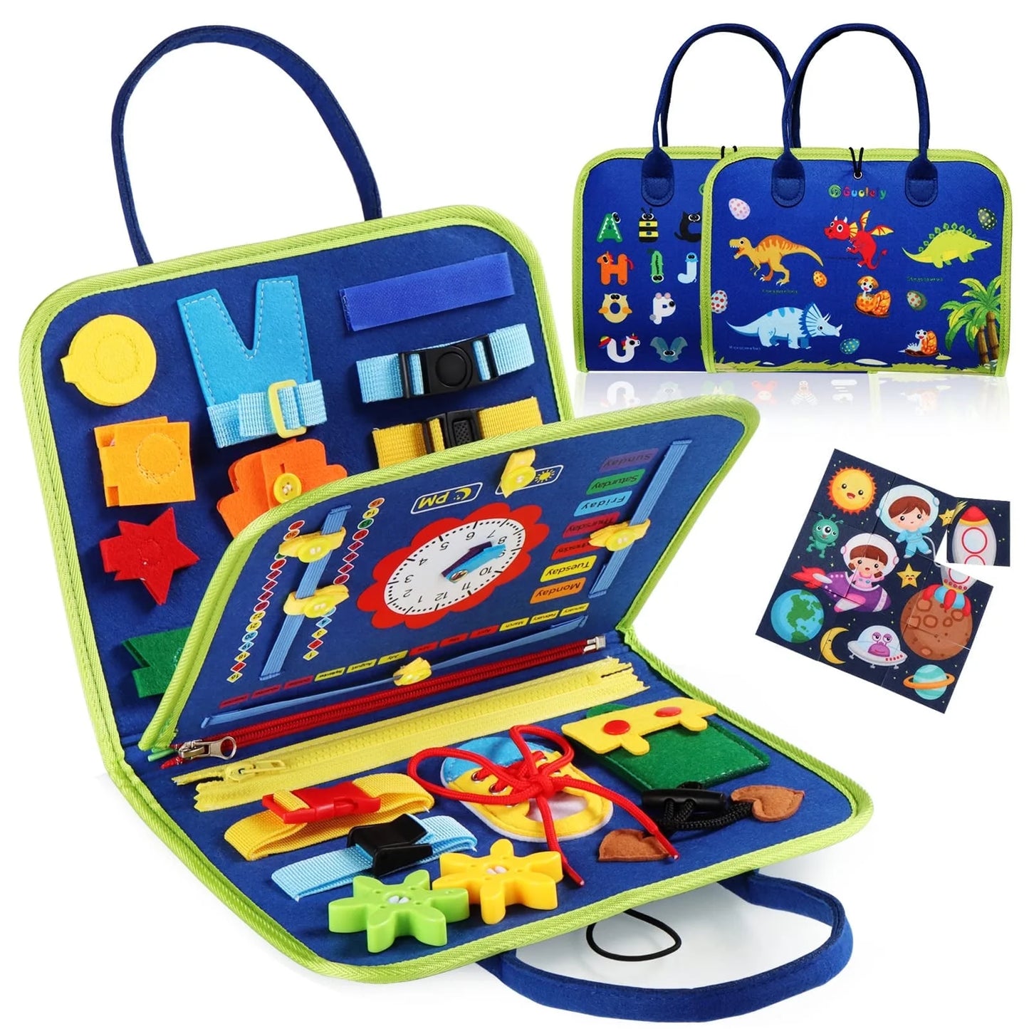Busy Board Montessori Toy for Toddlers, Educational Activity Developing Sensory Board for Fine Basic Dress Motor Skills - Travel Toys for Plane Car, Gift for Boys Girls 1 2 3 4 Year Old