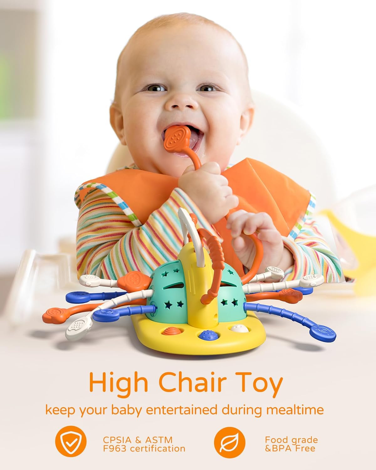 X With Love high chair sensory toys with suction cups, food-grade silicone activity toys for 1-year-old babies and toddlers.