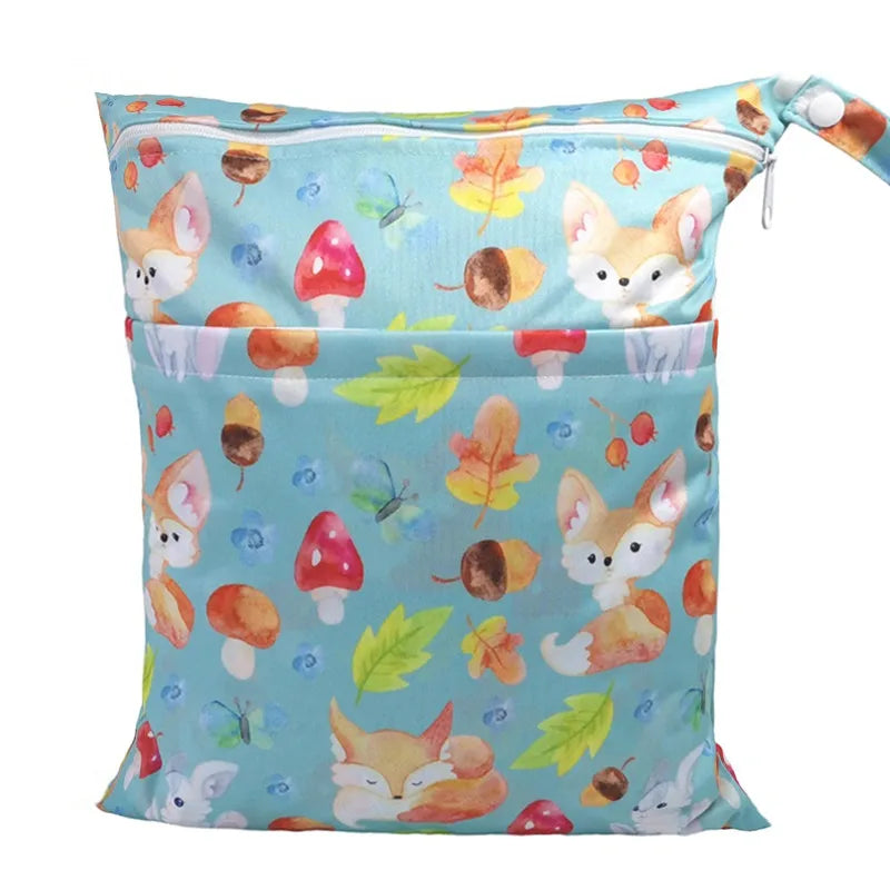 Waterproof wet dry bag with two zippers for baby diapers, reusable, X With Love, 36cm by 29cm, ideal for nappy storage